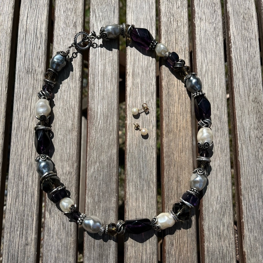 Pearl Earrings and Necklace